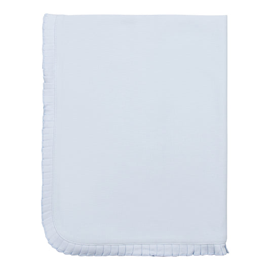 Manta Pleads Azul (Ponto Inglês) em Algodão Pima Peruano