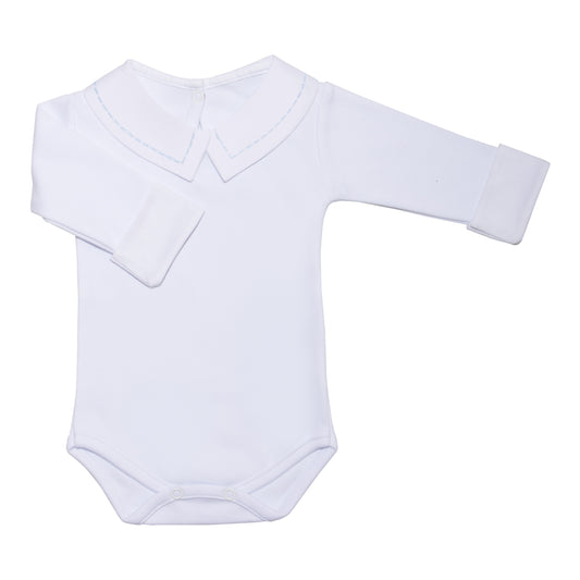 Body Tracinho Azul Claro em Algodão Egípcio