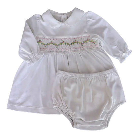 Vestido Manga Longa Smock Zig em Algodão Pima Peruano