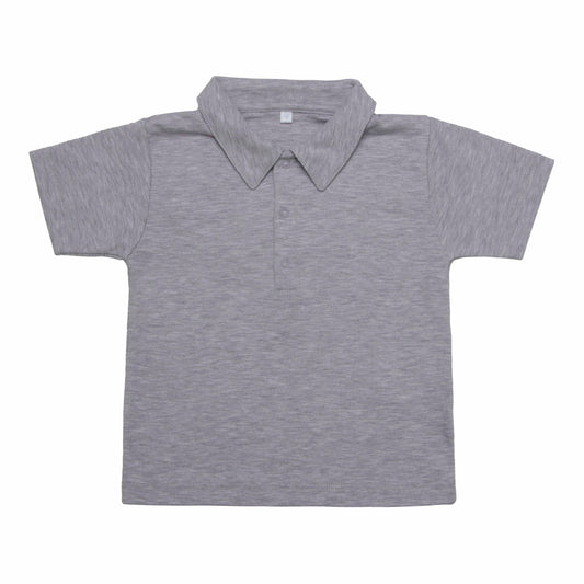 Camisa Polo Cinza em  Algodão Pima Peruano