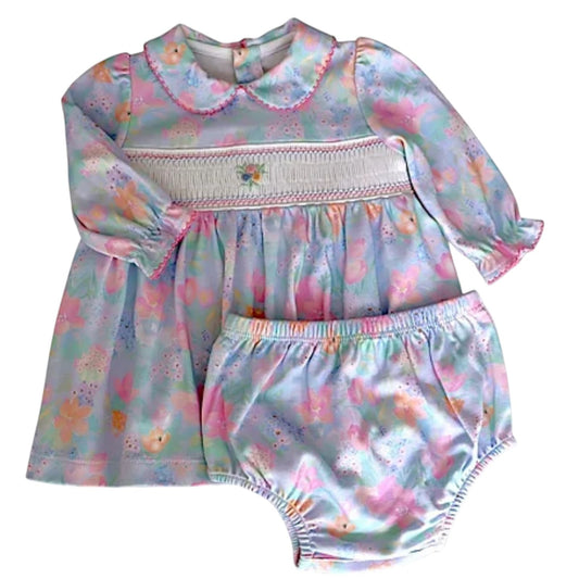 Vestido Manga Longa Aquarela em Algodão Pima Peruano