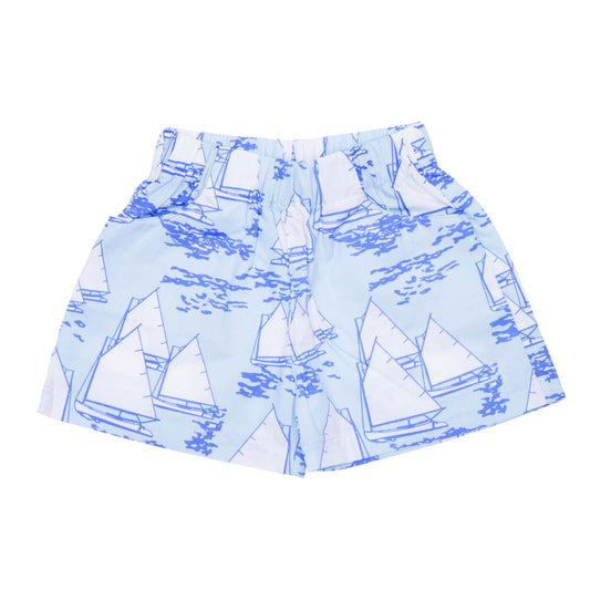 Short Veleiro Azul em  Algodão Pima Peruano