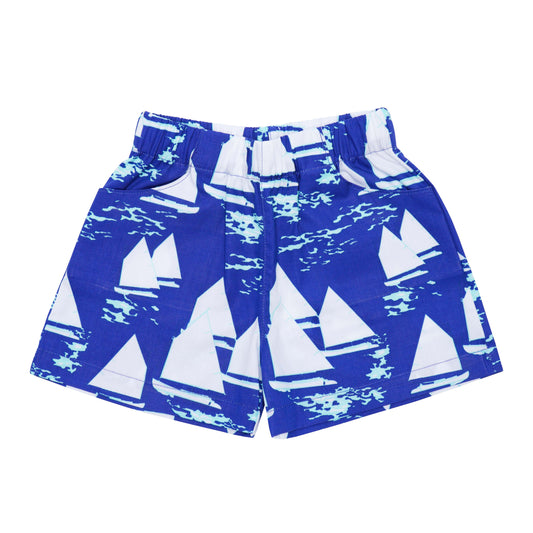Short Estampa Azul Escuro Veleiro (Popeline)