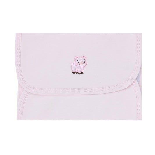 Paninho de boca rosa porquinho em algodão pima peruano