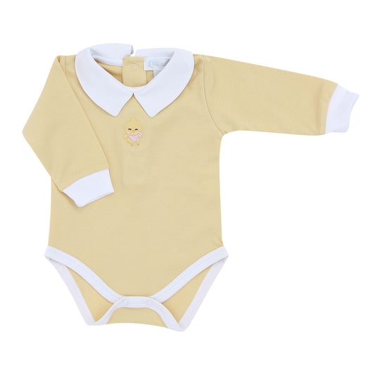 Body Gola Ponta Mostarda Pato em Algodão Pima Peruano