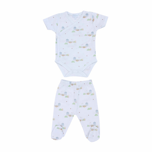 Conjunto Body Kimono com Culote Estampa Fazendinha em Algodão Pima Peruano