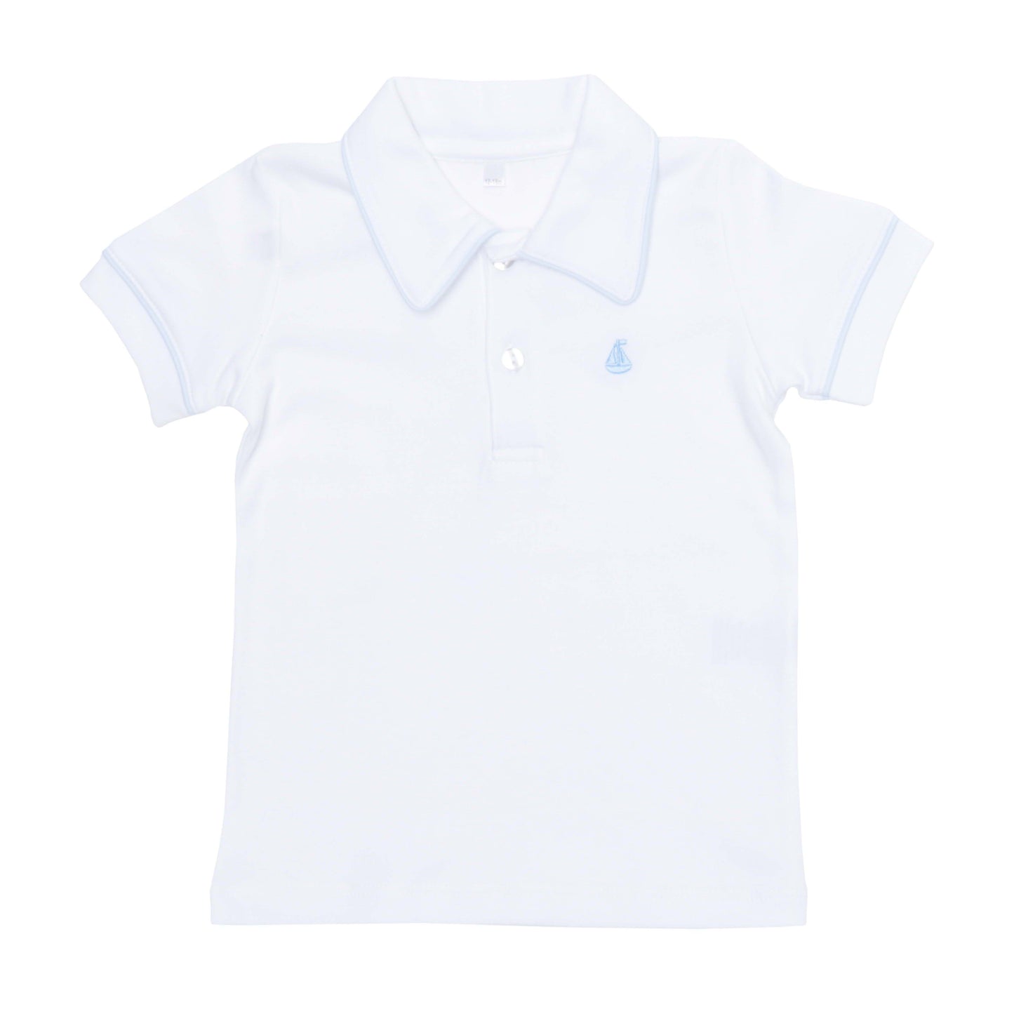 Camisa Polo Branca com Detalhe Azul em Algodão Pima Peruano