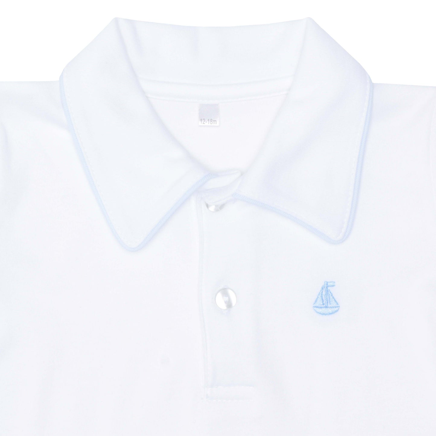 Camisa Polo Branca com Detalhe Azul em Algodão Pima Peruano