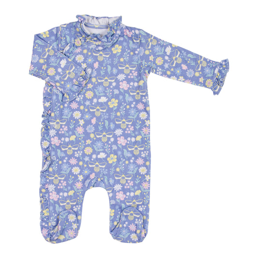 Macacão Longo Estampa Azul Abelha Amarela