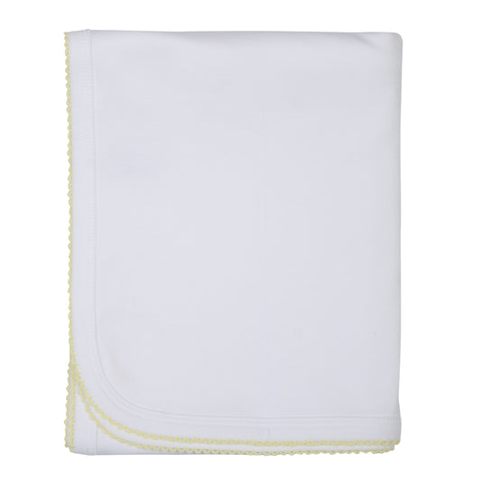 Manta Branca Picueta Colorida em Algodão Pima