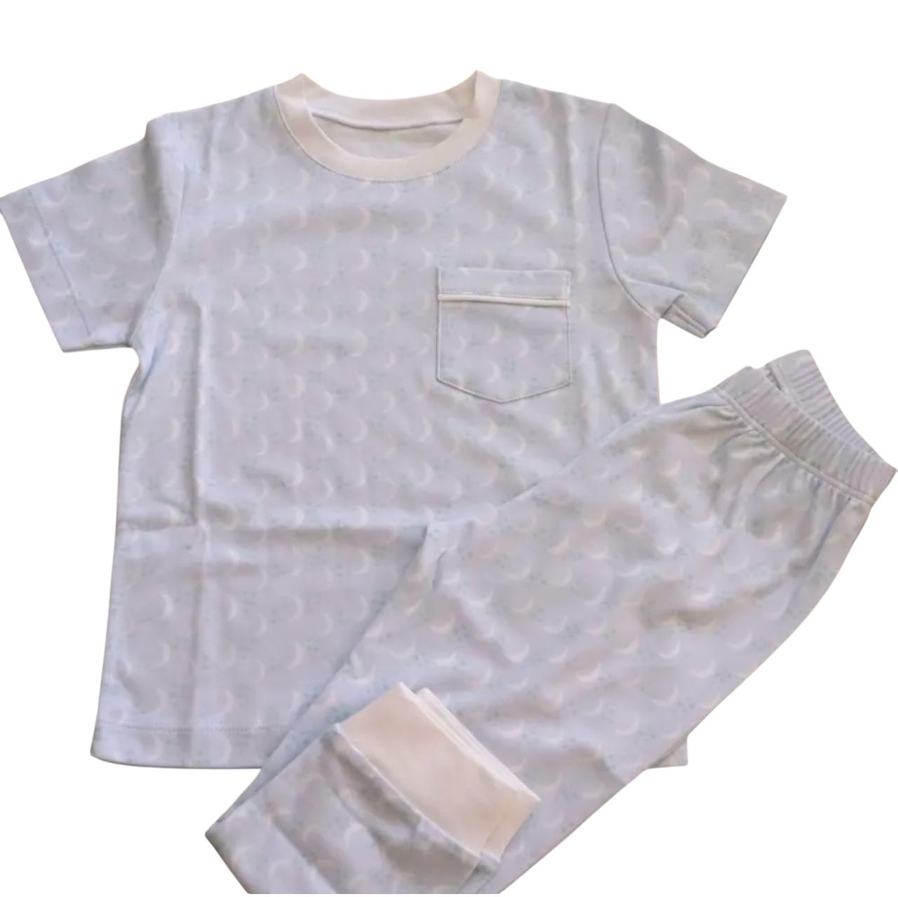 Pijama Blusa Manga Curta e Calça Lua Azul