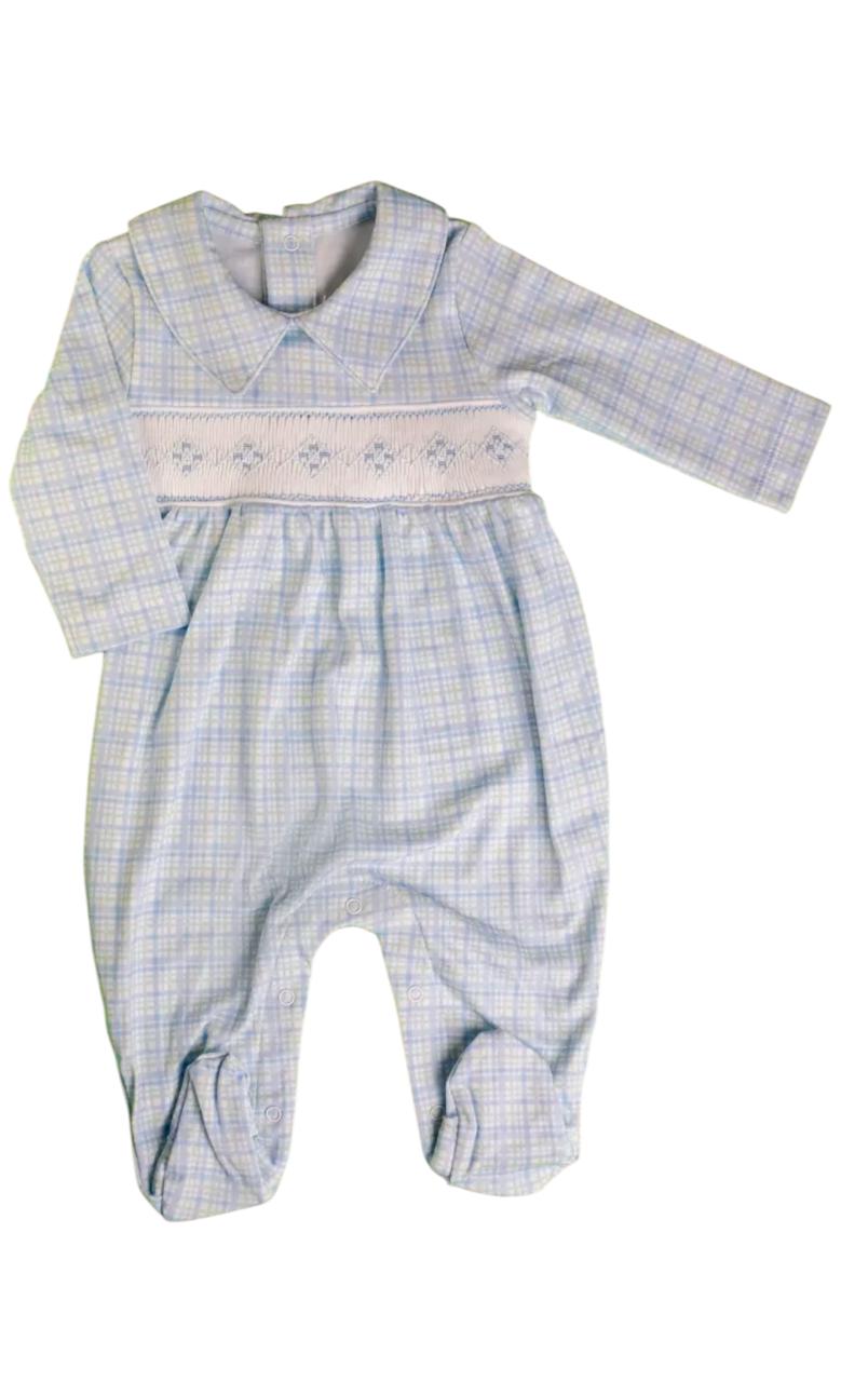 Macacão Xadrez verde e azul smock Escoces