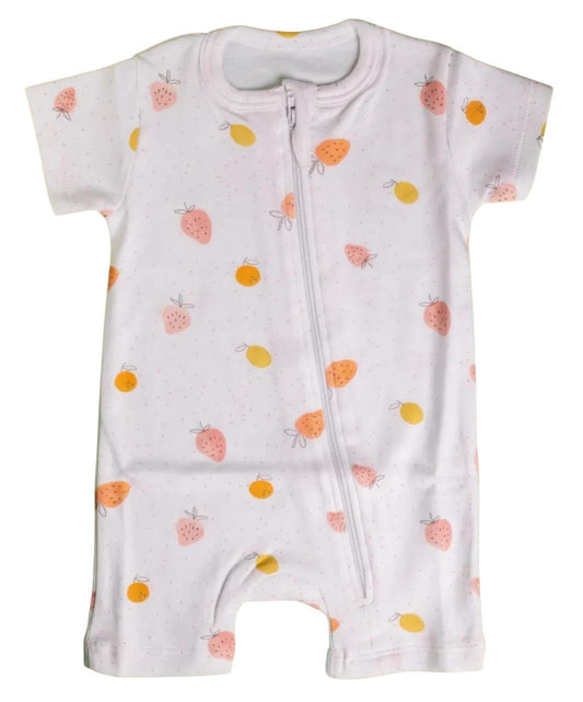Macacão curto Zíper Frutas Coloridas em Algodão Pima Peruano