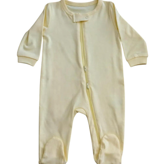 Macacão Longo Amarelo Ziper Duplo em Algodão Pima Peruano