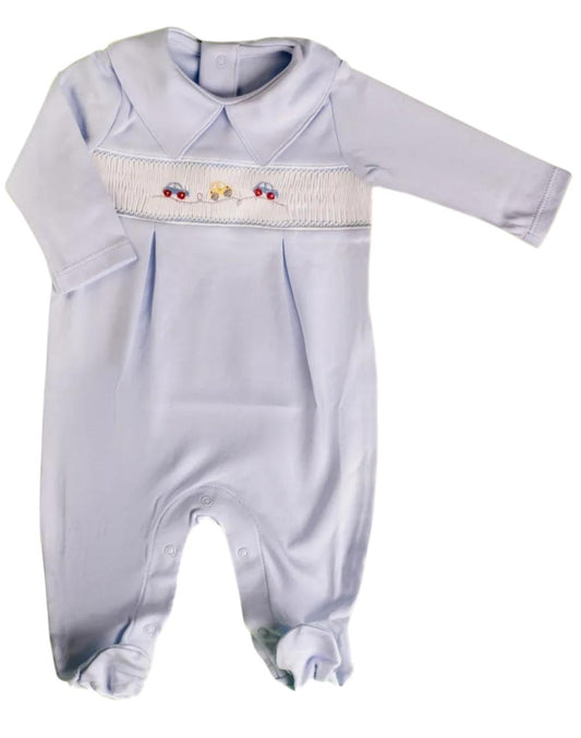 Macacão Longo Celeste Smock Carrinhos