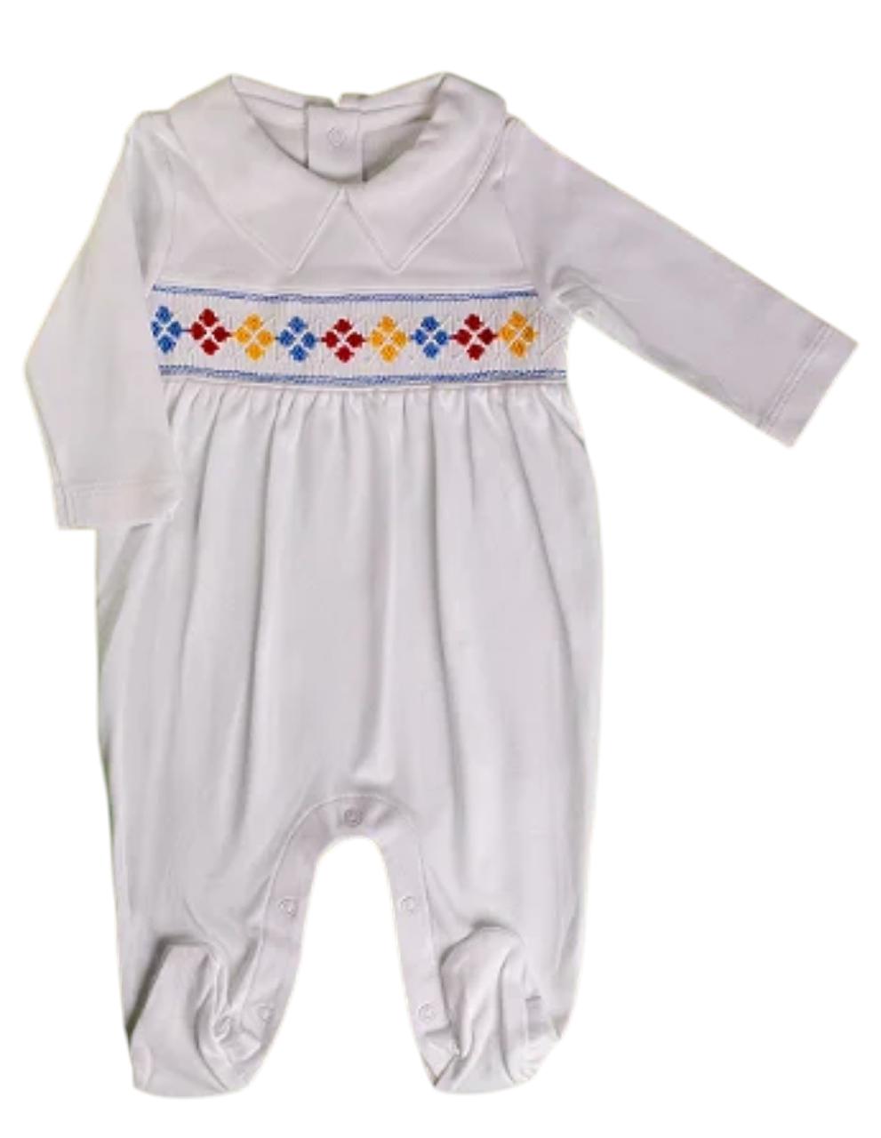 Macacão Longo Branco Smock Losango Safari