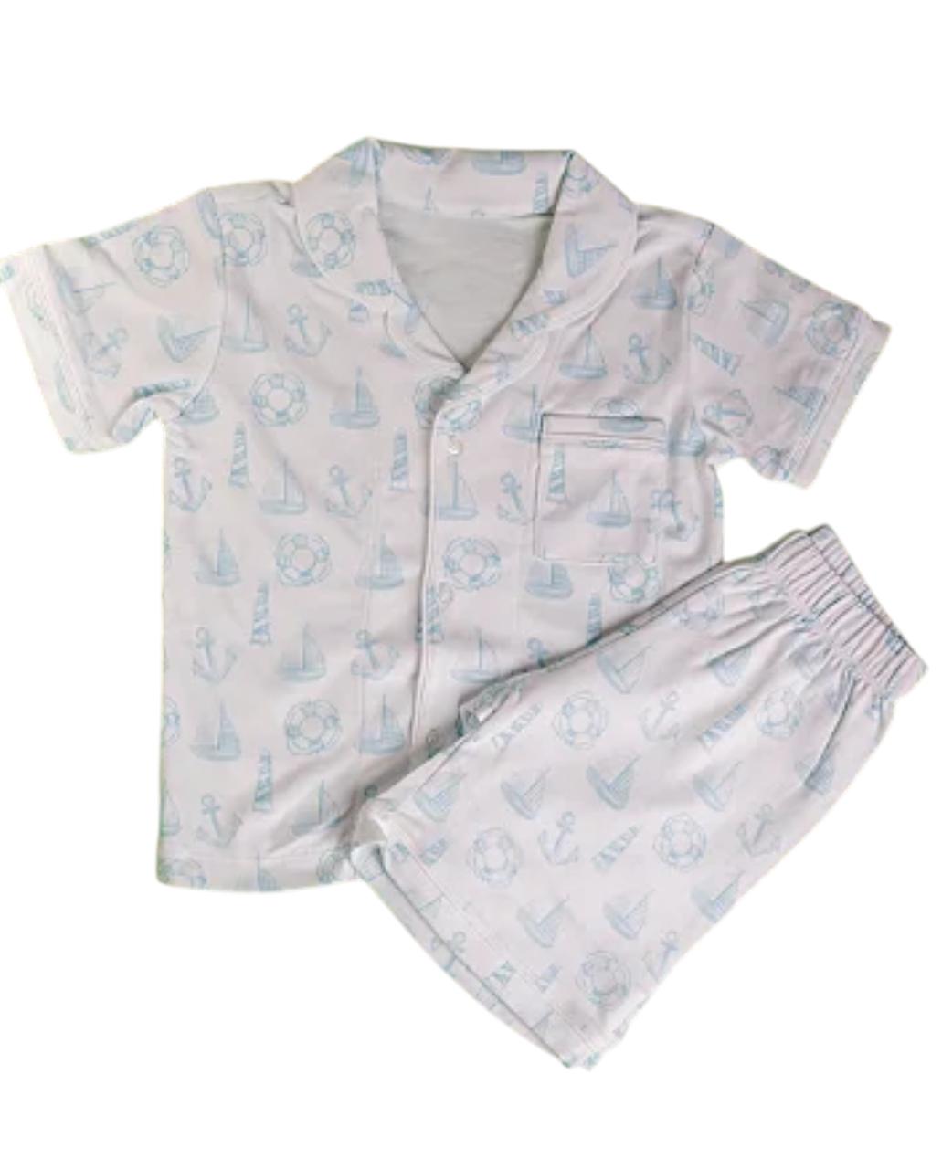 Pijama Curto Botões Estampa Sail