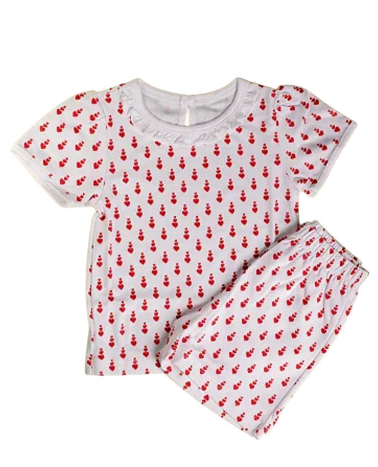 Pijama Curto Babadinho Estampa Corações