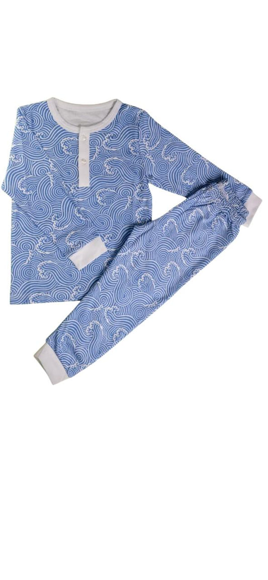 Pijama Longo Ondas em Algodão Pima Peruano