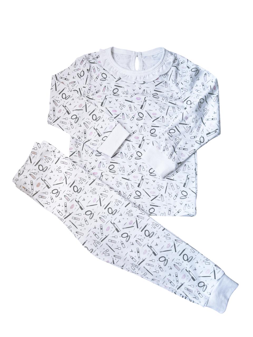 Pijama Longo Estampa Make Up em Algodão Pima Peruano