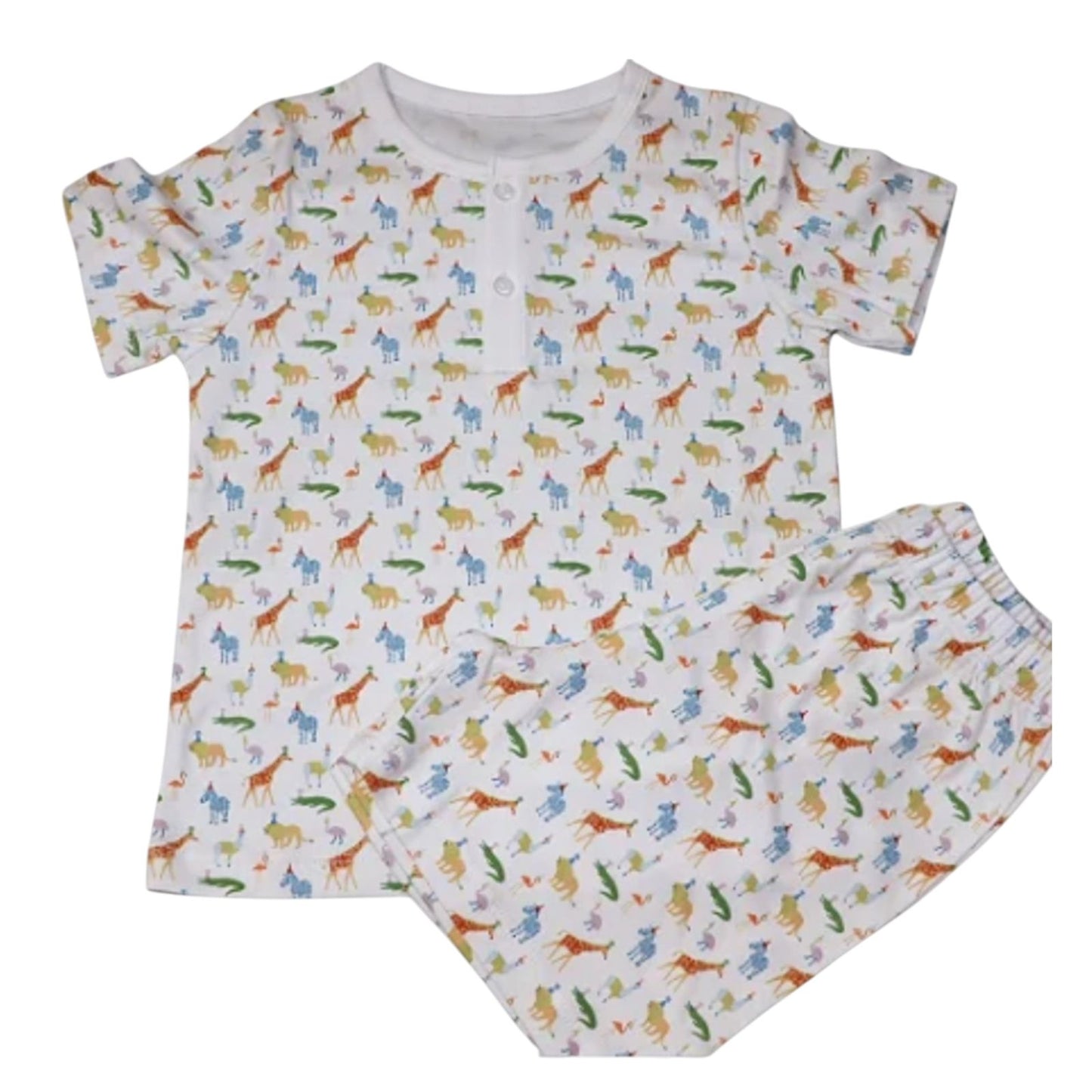 Pijama Curto Safari Colorido em Algodão Pima Peruano