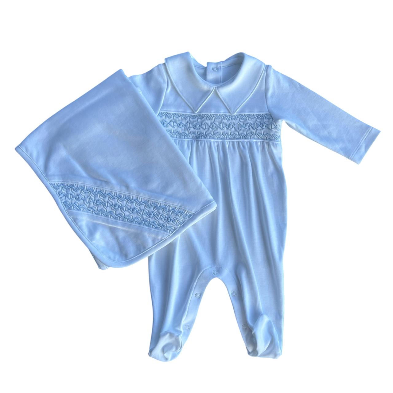 Macacão Branco Smock Losango & Manta Branca Smock Losango em Algodão Pima Peruano