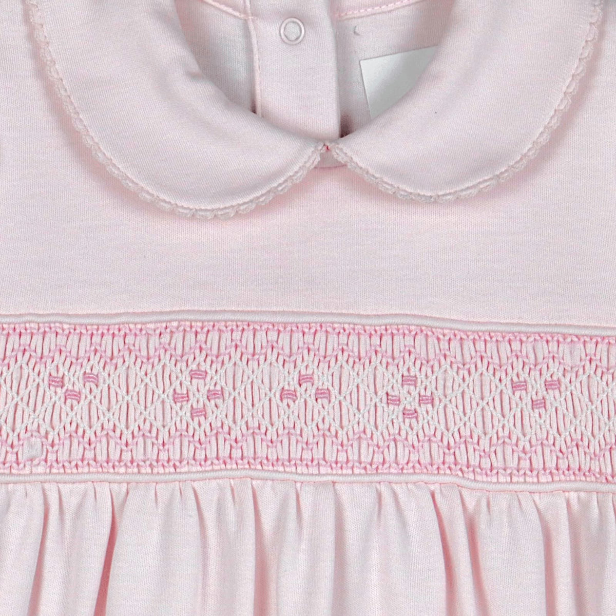 Macacão Longo Rosa Smock 4 pontos em Algodão Pima Peruano