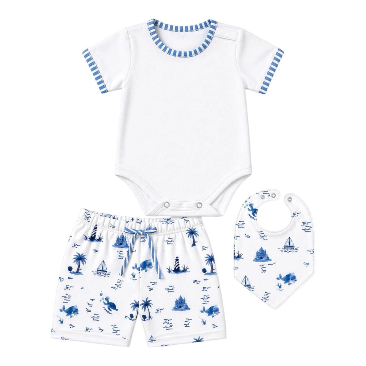 Conjunto Ocean Body e Short com Babador em Algodão Pima Peruano - PRÉ VENDA