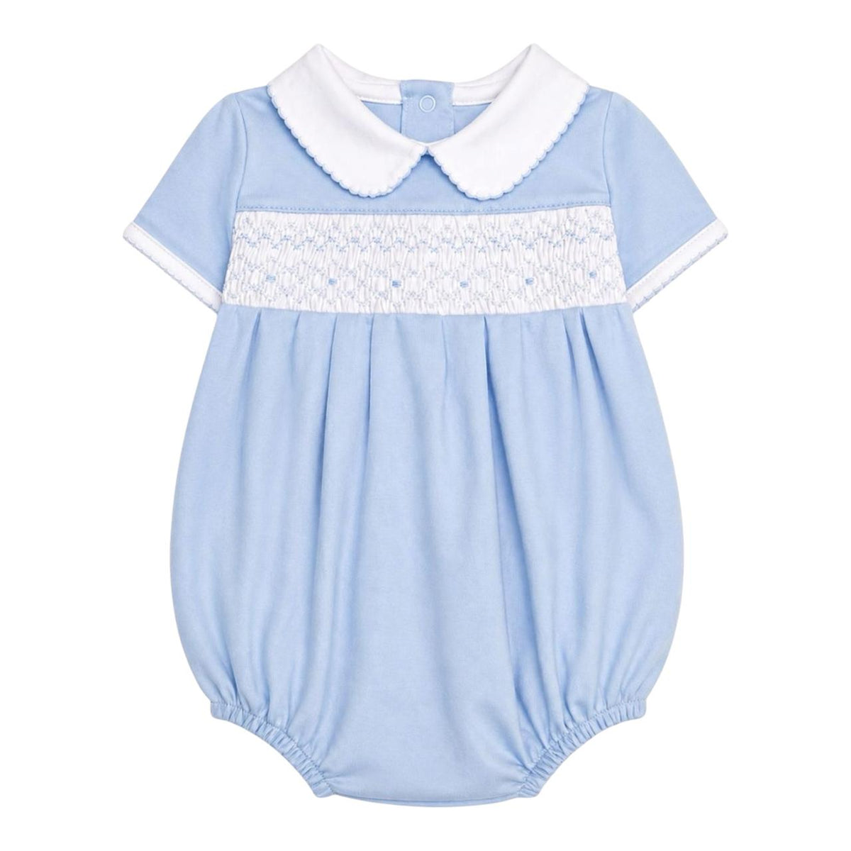 Body Polo Manga Curta Azul Smock em Algodão Pima Peruano - PRÉ VENDA