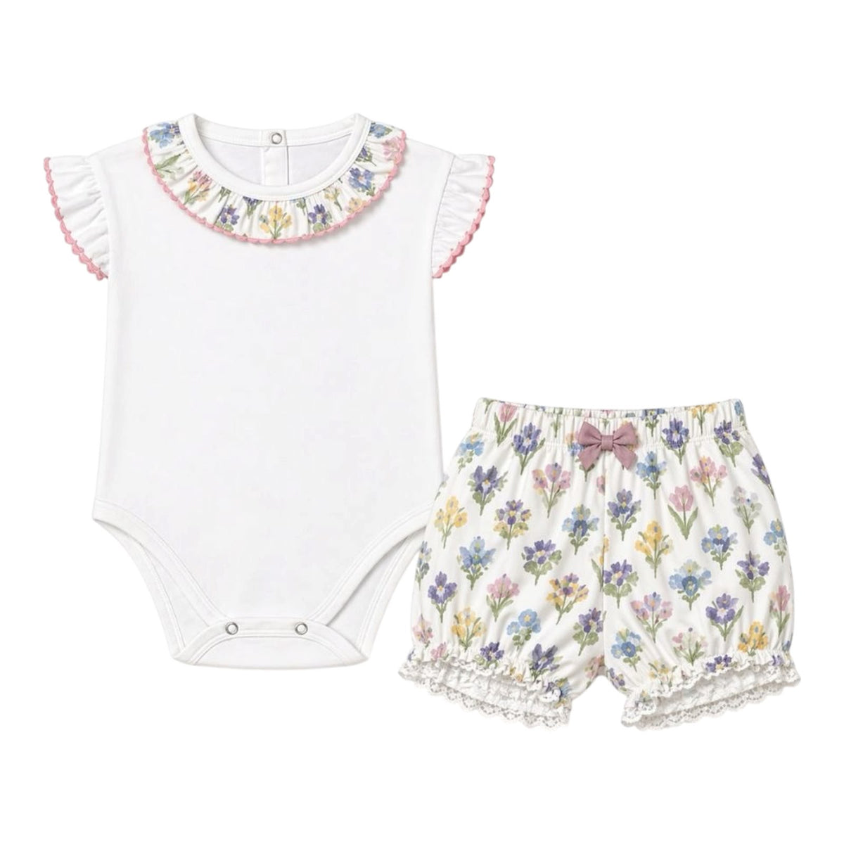 Conjunto Body e short Jardim Secreto em Algodão Pima Peruano - PRÉ VENDA