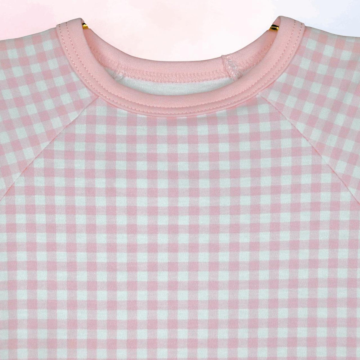 Pijama Curto Xadrez Rosa e Branco em Algodão Pima Peruano
