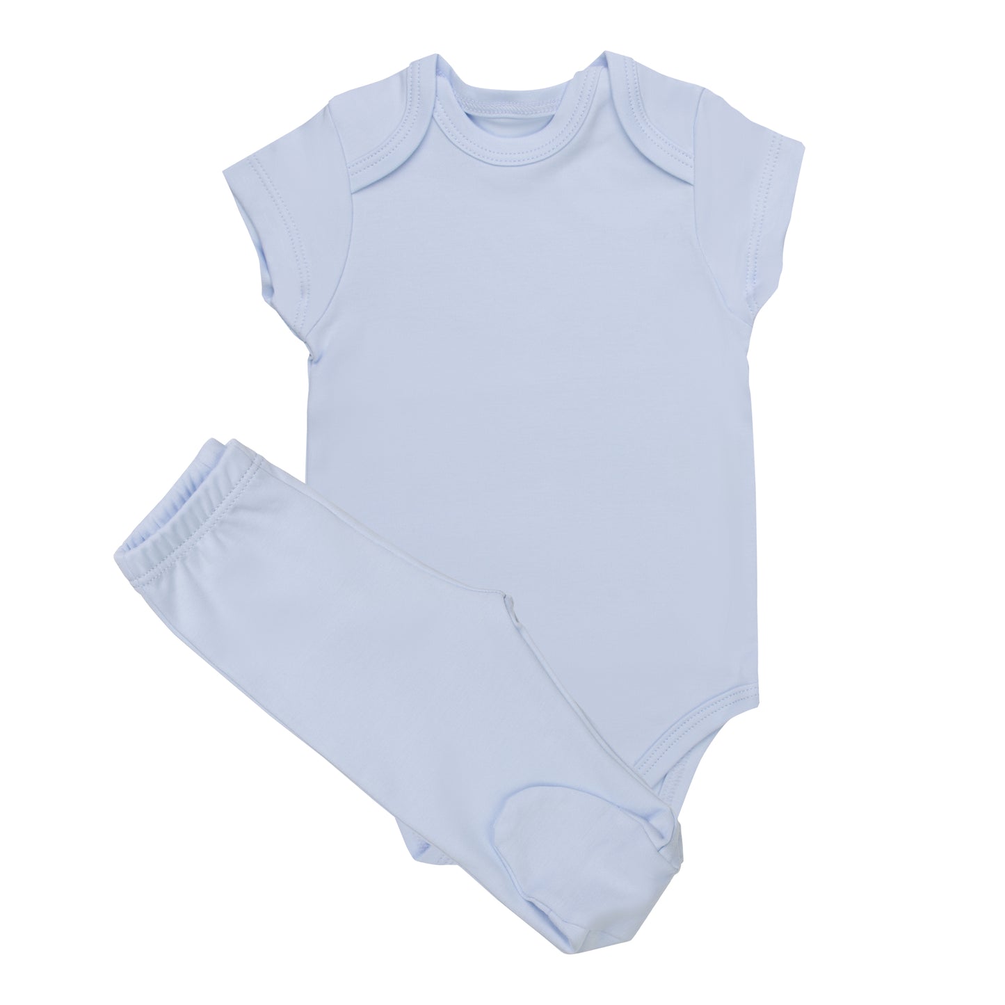 Body Manga Curta e culote azul em Algodão Pima Peruano