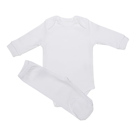 Body manga longa e culote branco em Algodão Pima Peruano