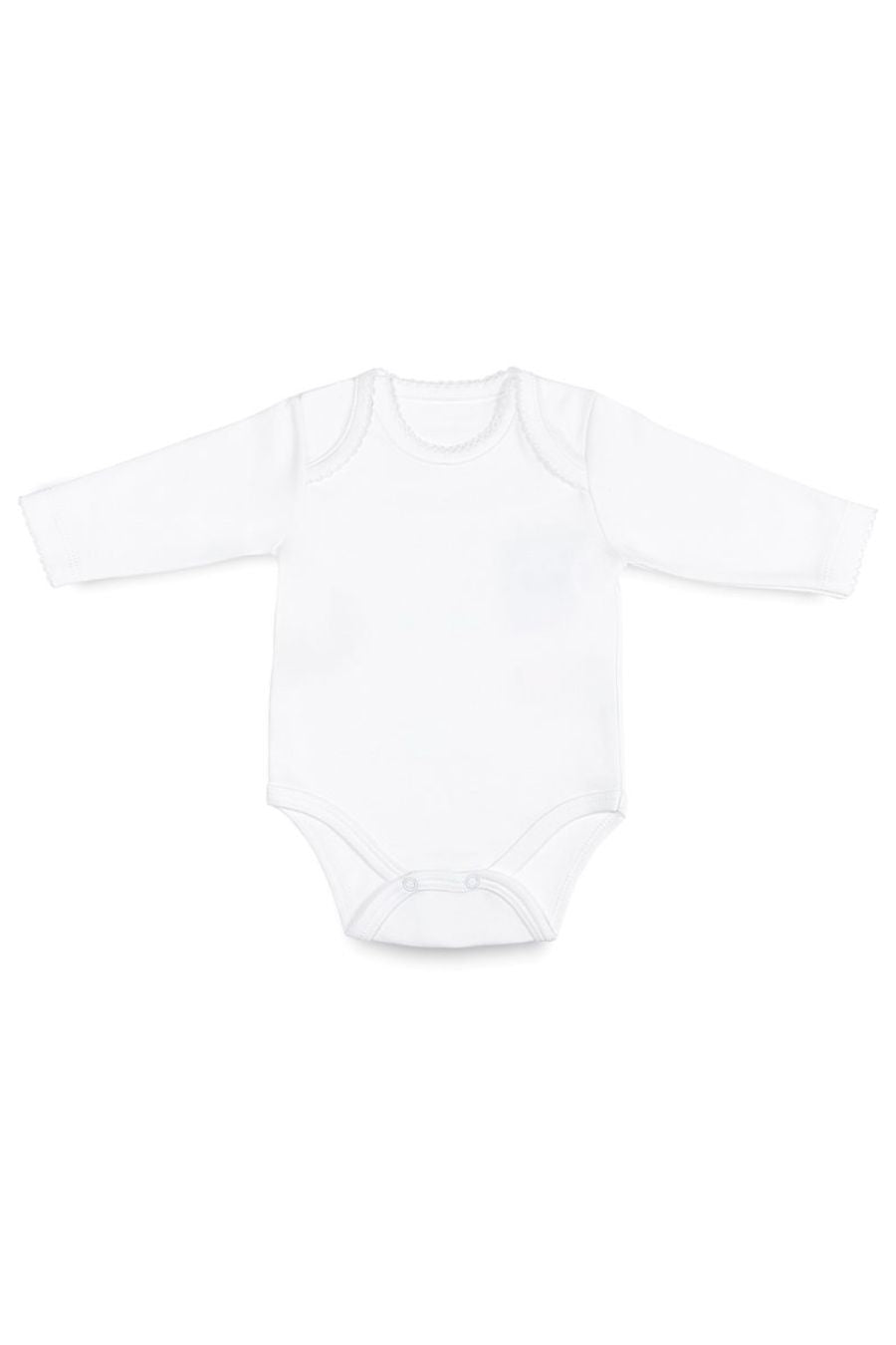 Body Manga Longo Branco em  Algodão Pima Peruano