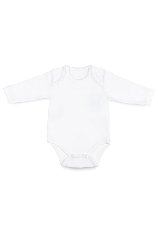 Body Manga Longo Branco em  Algodão Pima Peruano