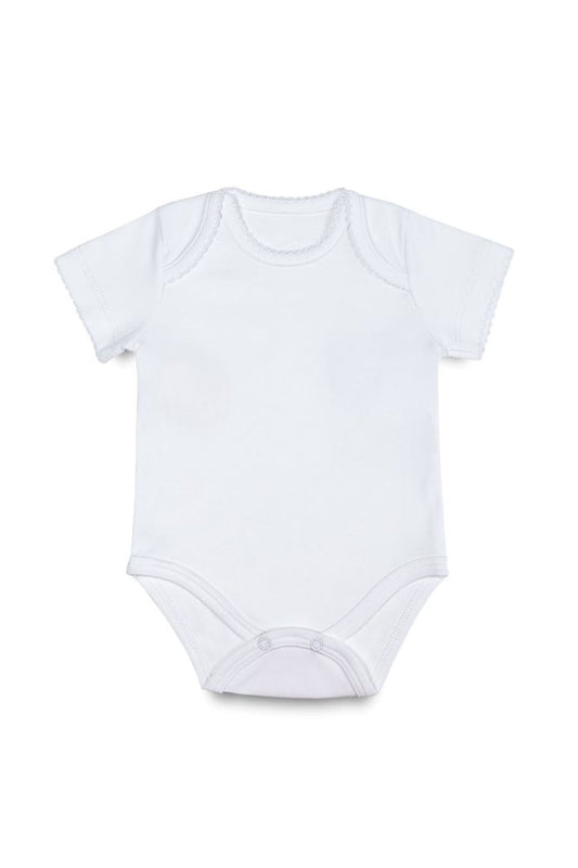 Body Branco Manga Curta em  Algodão Pima Peruano