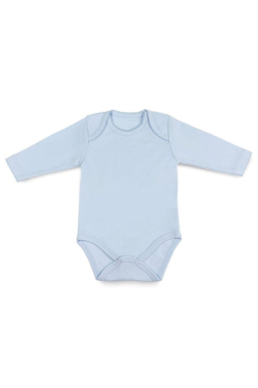Body Manga Longa Azul em Algodão Pima Peruano