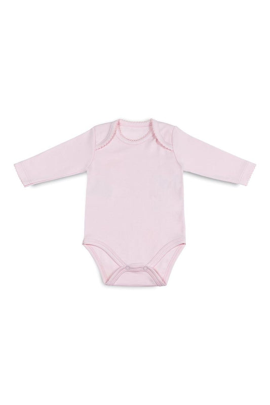Body Manga Longa Rosa em  Algodão Pima Peruano