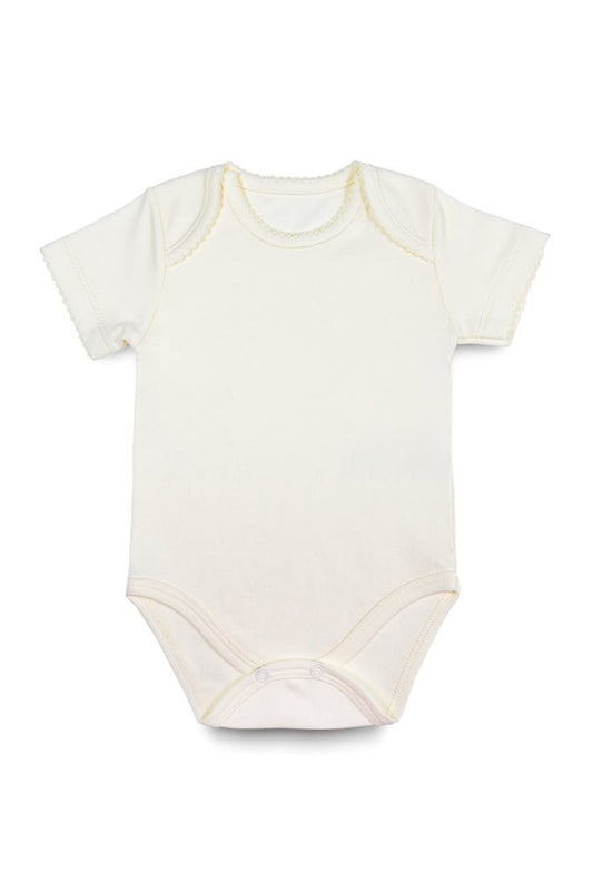 Body Manga Curta Creme em  Algodão Pima Peruano