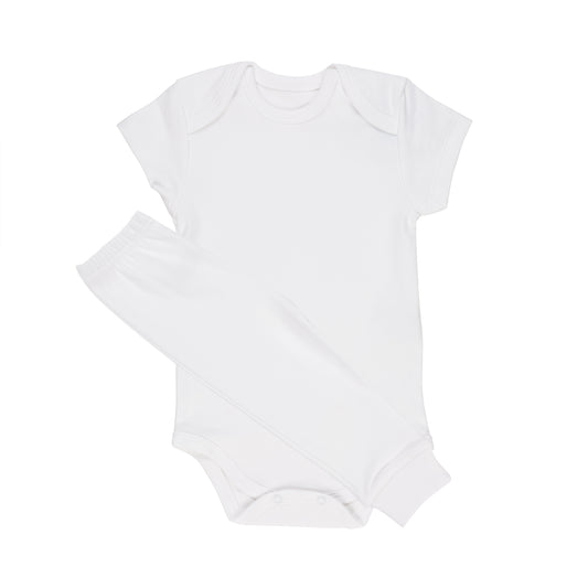 Body Manga Curta Branco e Culote em Algodão Pima Peruano