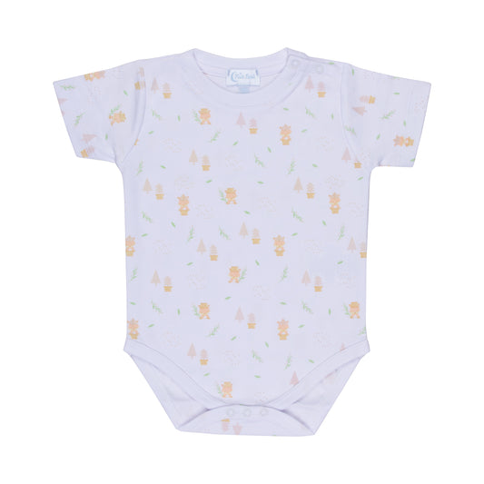 Body Manga Curta Estampa Raposa em  Algodão Pima Peruano