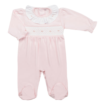 Macacão Longo Rosa Smock em Algodão Pima Peruano