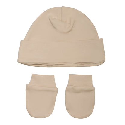 Conjunto Gorro e Luva em Algodão Egípcio