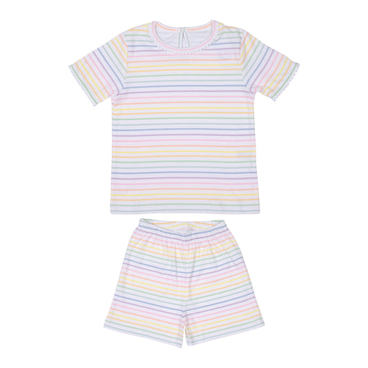 Pijama Curto Listras Rainbow