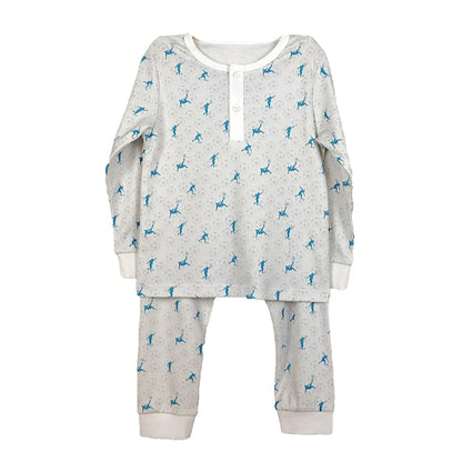 Pijama Longo Futebol Cinza em Algodão Pima Peruano