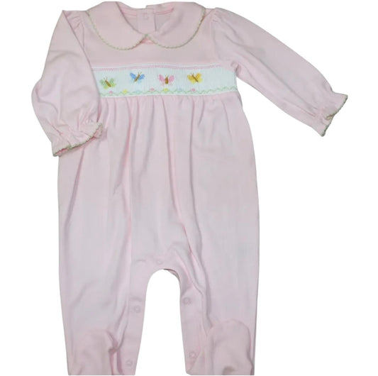 Macacão Longo Rosa Smock Borboleta