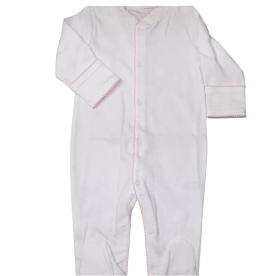 Macacão Longo Branco Picueta Rosa