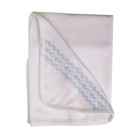 Manta Branca Smock Losango Azul