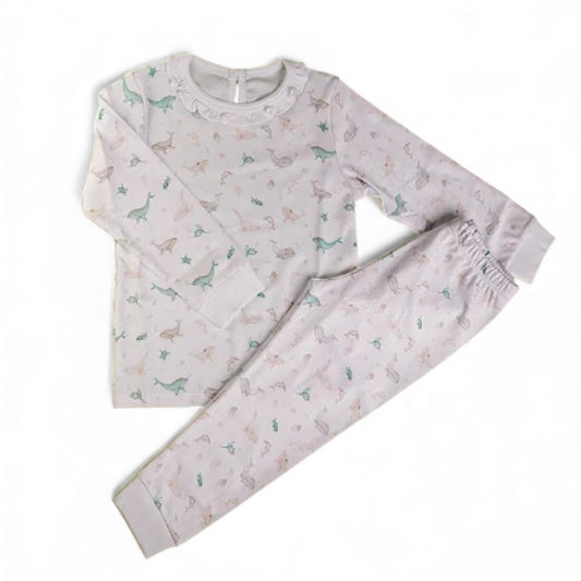 Pijama Longo Estampa Baleia (menina) em Algodão Pima Peruano
