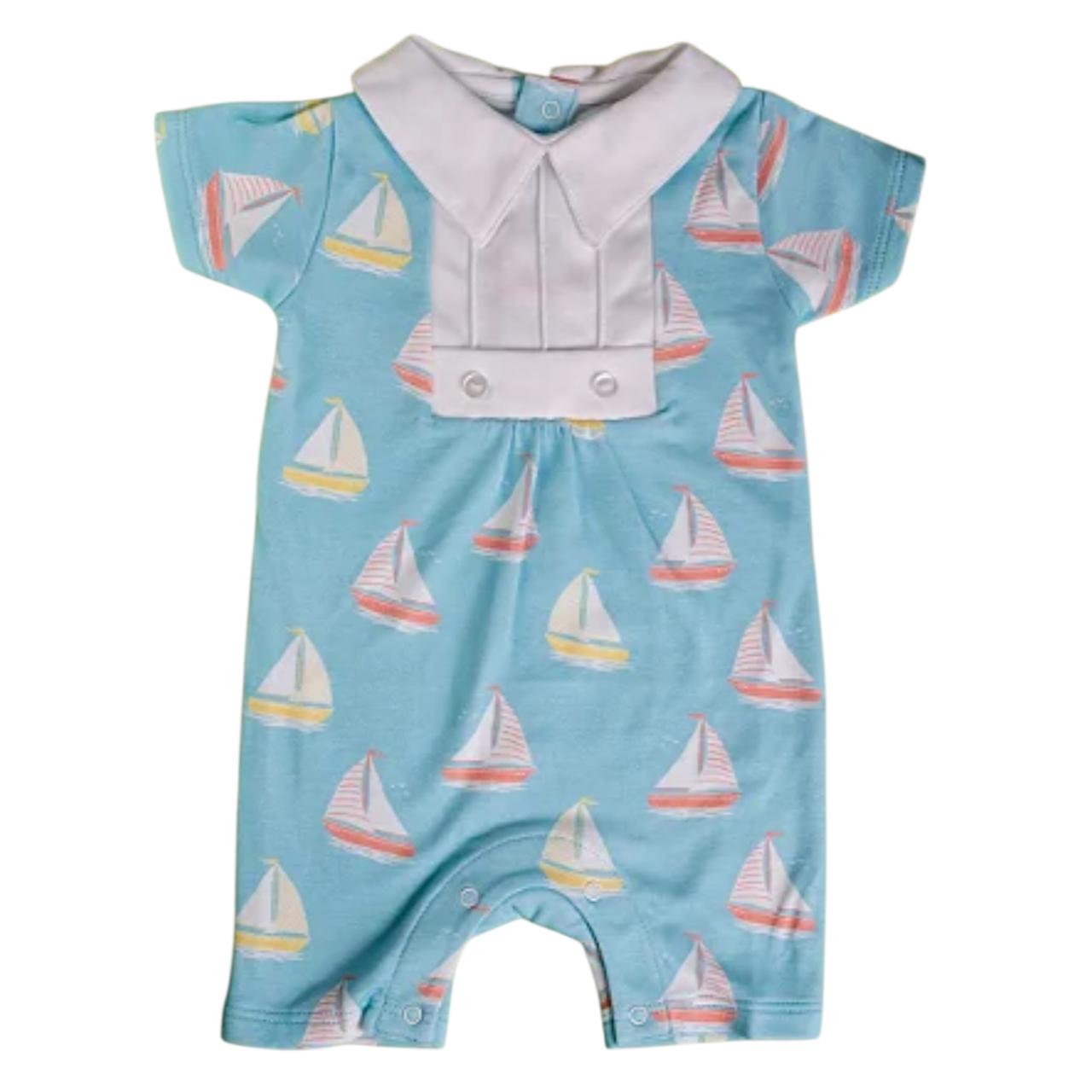 Macacão Curto Barco Colorido em Algodão Pima Peruano